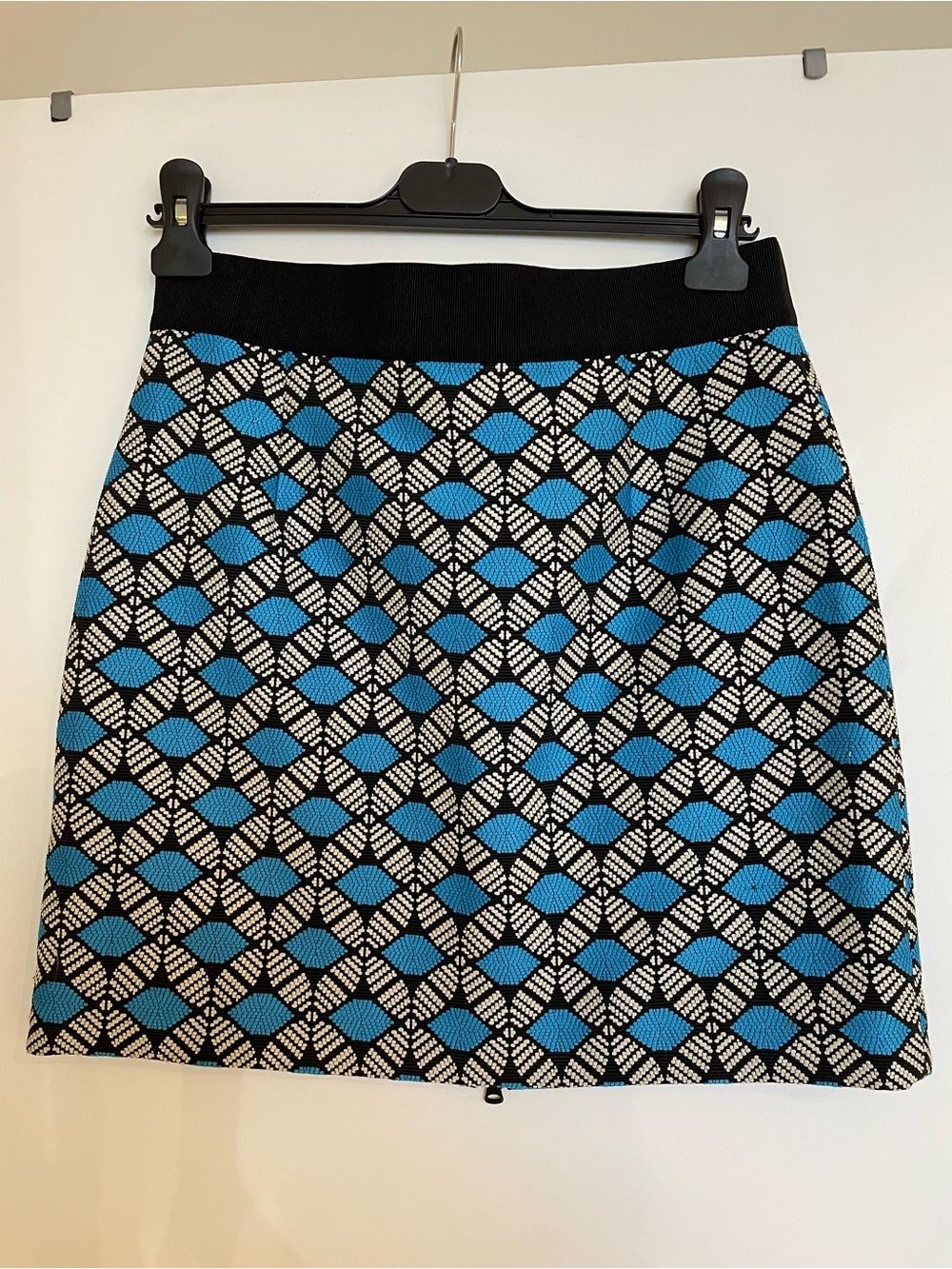 Milly Black, Blue & White Geometric Mini Skirt